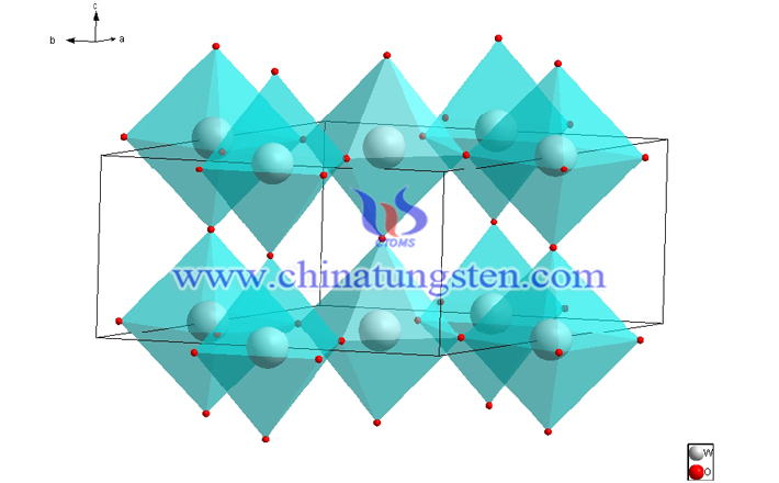 六方相三氧化鎢晶體的結構示意圖