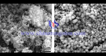 醇溶劑為乙醇時不同時間下氧化鎢納米球粒子的SEM形貌照片