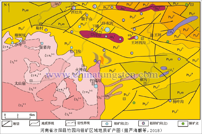 河南省汝陽縣竹園溝鉬礦區域地質礦產圖