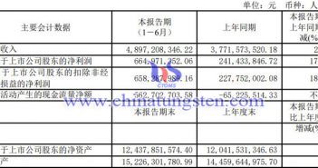 金鉬股份2022年上半年業績圖片