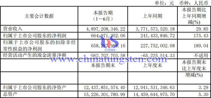 金鉬股份2022年上半年業績圖片