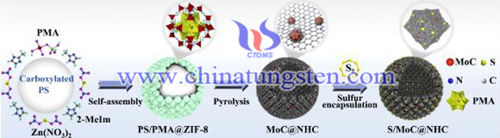 S/MoC@NHC的合成示意圖（圖源：Jianlin Huang/Energy Storage Materials）