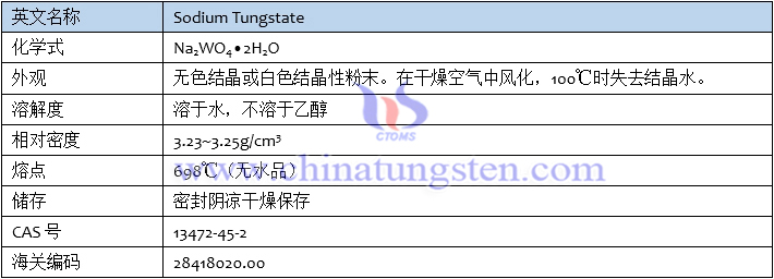鎢酸鈉基本資訊表