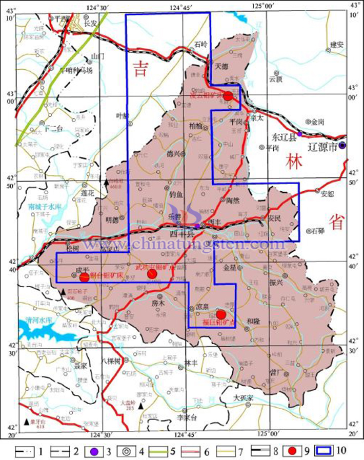遼寧西豐典型鉬礦位置（圖源：吉林大學）